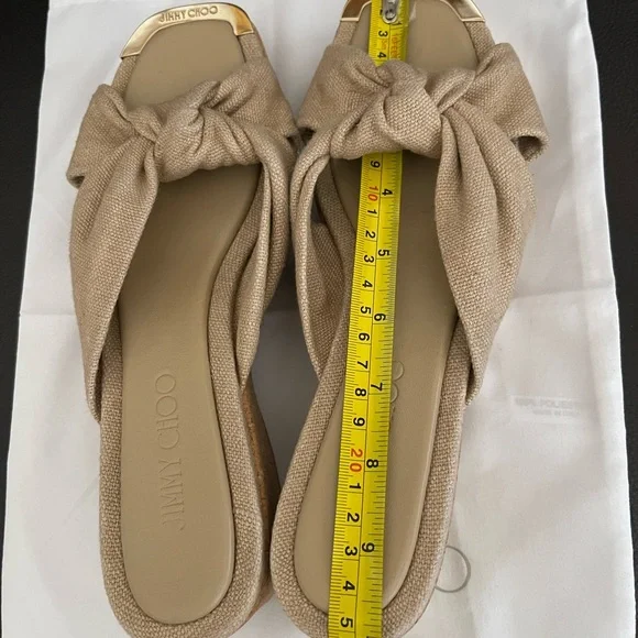 NEW JIMMY CHOO Avenue Crisscross Wedge Slide Sandals - Picture 8 of 12